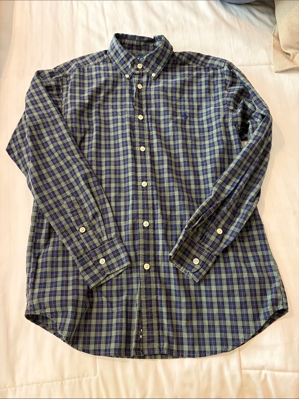 Ralph Lauren Green and Blue Plaid Button-Down Shirt